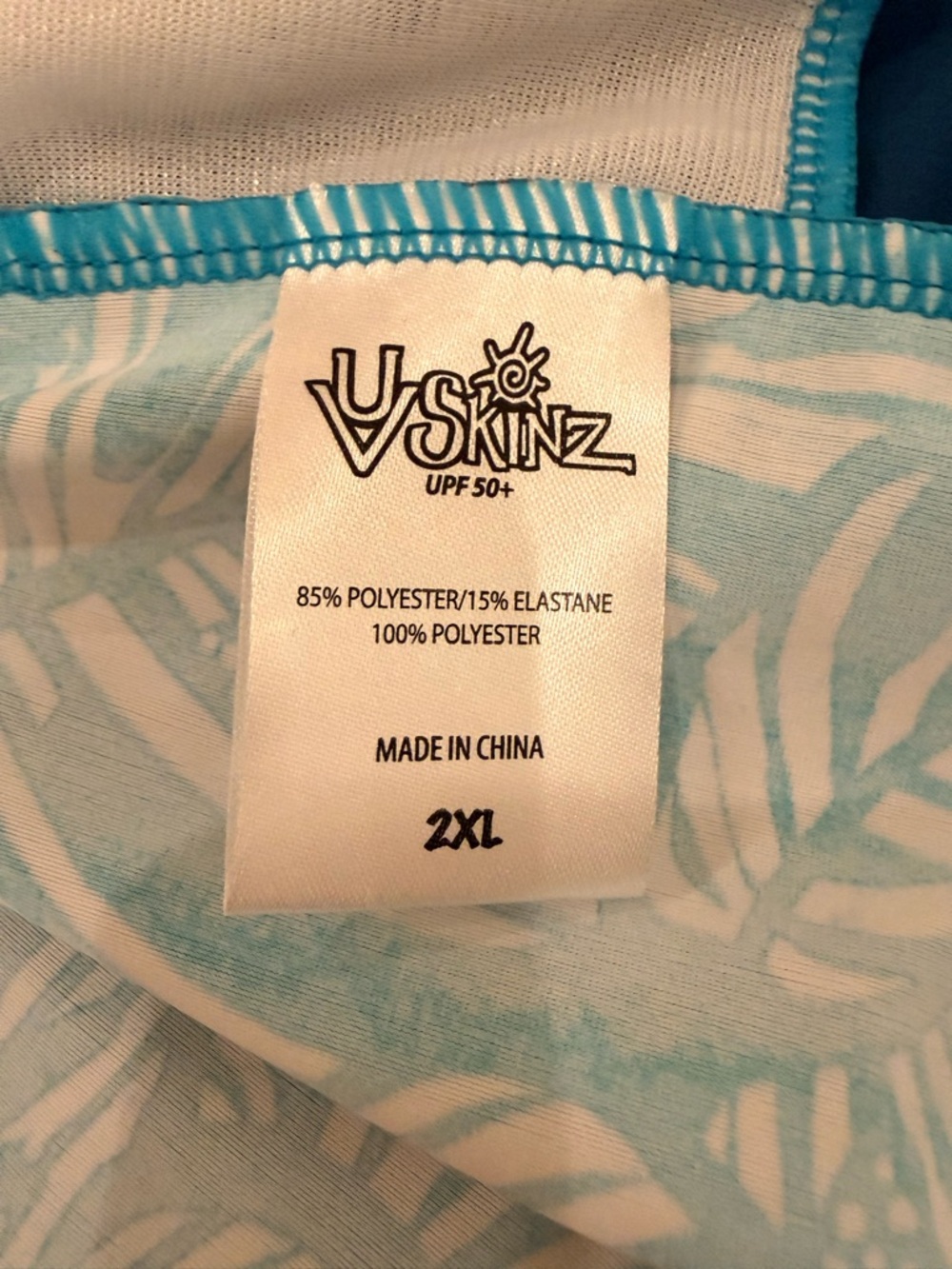 UV SKINZ 2 PIECE SET,SIZE 2X SHORTS NWT, RASHGUARD  NEW NO TAG, AQUA BLUE/WHITE. - Picture 14 of 15